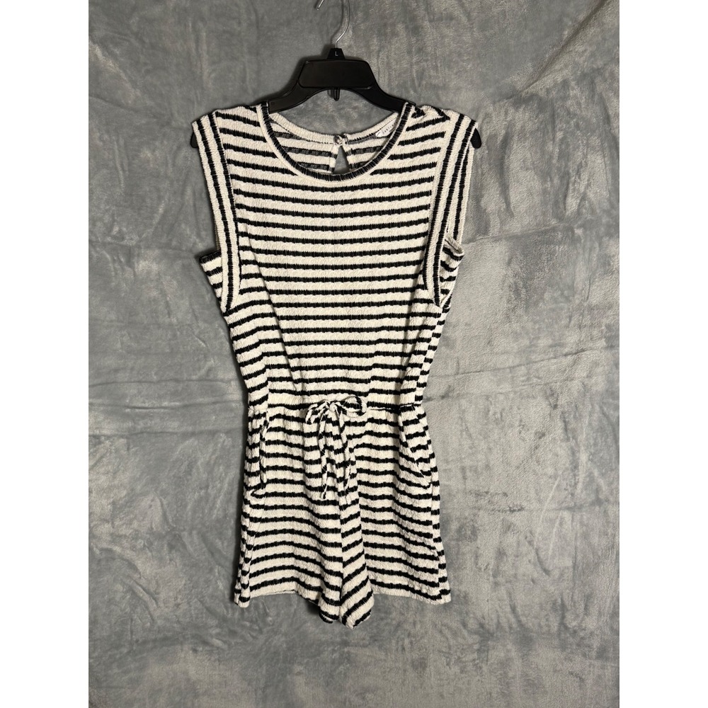 Wasabi + Mint Womens Striped Sleeveless Romper Black White Size S WMR3434